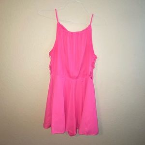 Bright Pink Backless Romper